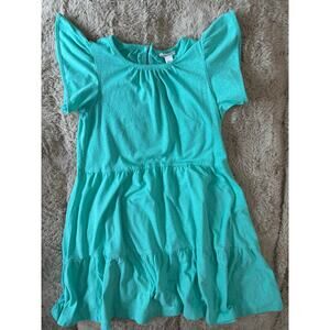 Crewcuts Girls Teal Green Ruffle Dress Turquoise Blue Knee Length Size 8